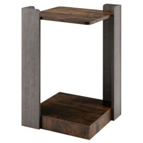 2-Tier Square End Table with Open Storage Shelf for Small Space