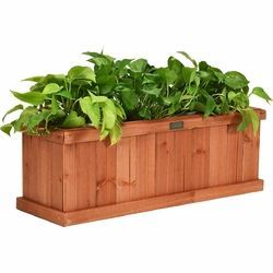 2' x 4" Wooden Decorative Planter Box for Garden Yard and Window