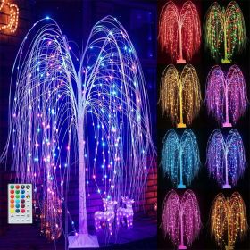 216 LED 5FT Colorful Lighted Willow Tree;  RGB LED Tree with Remote;  Willow Tree with Multicolored White String Lights for Indoor Outdoor Christ