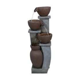 32.8" H 4-Tier Modern Outdoor Water Fountain - LED Lighted Indoor Outdoor Garden Fountains and Waterfalls for Garden, Patio, Backyard, Deck