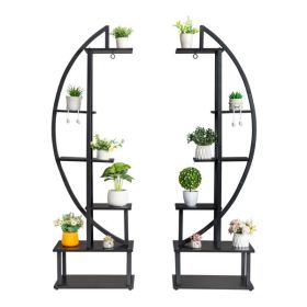 Artisasset 2pcs 6th Floor Half Moon Ironwood Suitable For Garden Balcony Patio Lawn Home Decoration Plant Stand Flower Pot Stand Iron Flower Stan