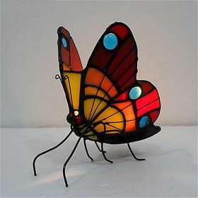 Tiffany Butterfly Stained Glass Candle Holder Bedroom Bedside Night Light Tealight Holder Home Deco Atmosphere Lighting