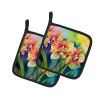 Orchids in Watercolor Pair of Pot Holders Kitchen Heat Resistant Pot Holders Sets Oven Hot Pads for Cooking Baking BBQ, 7 1/2 x 7 1/2