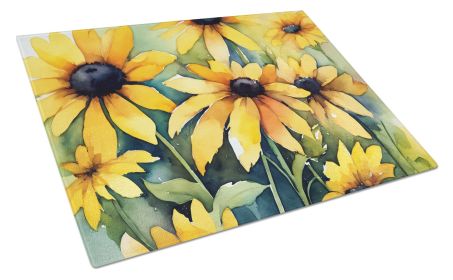 Maryland Black-Eyed Susans in Watercolor Glass Cutting Board Decorative Tempered Glass Kitchen Cutting and Serving Board Large Size Chopping Boar