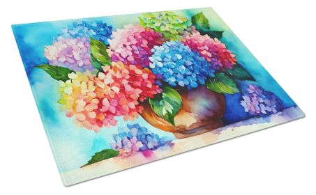 NEW Hydrangeas in Watercolor Glass Cutting Board Decorative Tempered Glass Kitchen Cutting and Serving Board Large Size Chopping Board