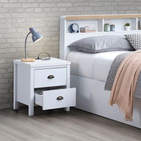 Night Stand with Charging Station with USB & Type-C , Drawer Slide Pre-Assembly, End Table with Drawers for Bedroom Living Room