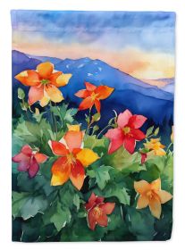 Colorado Rocky Mountain Columbine in Watercolor Garden Flag Mailbox Flag Decorative Yard Flag Banner Outside Patio Artwork Yard Flower Beds