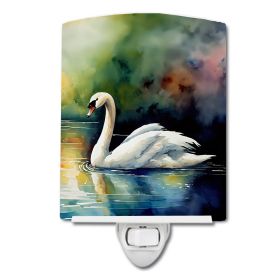 NEW Swan Ceramic Night Light Compact, UL-Certified, Ideal for Bedroom, Bathroom, Nursery, Hallway, Kitchen, 6x4x3, Multicolor