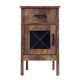 Farmhouse End Table Night Stand with USB Ports & Outlets 3 Tiers Storage