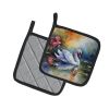 Swan Pair of Pot Holders Kitchen Heat Resistant Pot Holders Sets Oven Hot Pads for Cooking Baking BBQ, 7 1/2 x 7 1/2