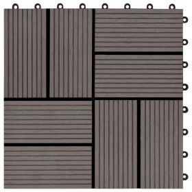 vidaXL 11 pcs Decking Tiles WPC 11.8"x11.8" 1 sqm Dark Brown (Option: as picture)