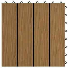 vidaXL 11 pcs Decking Tiles Deep Embossed WPC 30x30 cm 1 sqm Teak Colour (Option: as picture)