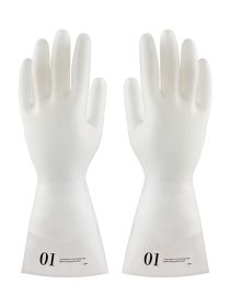 Long thickening nitrile light printing household dishwashing acid and alkali anti-slip anti-ripe latex rubber gloves (Option: 01 style-M)