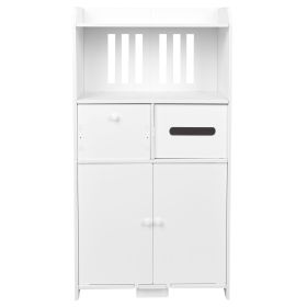 Bathroom Floor Storage Cabinet with Double Door Toilet Paper Storage Container Bathroom Organizer Furniture (Option: as picture)