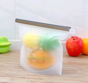 Silicone fresh-keeping bag vacuum sealed bag food  storage bag refrigerator food fruit storage bag (Option: White-1000ml)