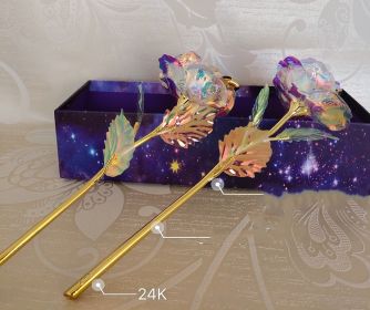 24K Luminous Color Gold Rose Flower Set (Option: Color nude flower)