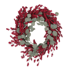 29 Inch Eucalyptus -berry Wreath (Color: Red)