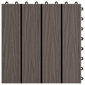 vidaXL 11 pcs Decking Tiles Deep Embossed WPC 11.8"x11.8" 1 sqm Dark Brown (Option: as picture)