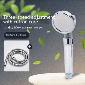 Three-speed Anion Supercharged Filtering Shower Head Nozzle (Option: Third Gear Cotton Core Hose)