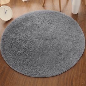 1pc, Non-Slip Silk Fur Plush Indoor Carpet Area Rug for Living Room and Kitchen - Soft and Durable Home Decor and Room Decor (Color: Grey, size: Diameter 23.62inch)