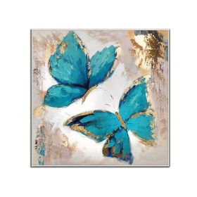 100% Handmade Abstract Oil Painting Top Selling Wall Art Modern Minimalist Blue Color Butterfly Picture Canvas Home Decor For Living Room No Fram (size: 120x120cm)