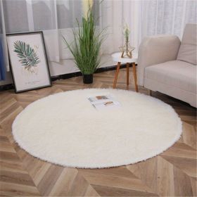 1pc, Non-Slip Silk Fur Plush Indoor Carpet Area Rug for Living Room and Kitchen - Soft and Durable Home Decor and Room Decor (Color: Beige White, size: Diameter 23.62inch)