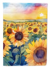 Kansas Sunflowers in Watercolor Garden Flag Mailbox Flag Decorative Yard Flag Banner Outside Patio Artwork Yard Flower Beds, Garden Size, Multico (Default: Default)