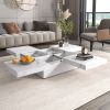 Square Marble Veneer Coffee Table Sliding Top with Storage in 39.4''