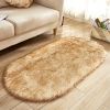 1pc Super Soft Area Rug, Plush Fluffy Faux Sheepskin Oval Floor Mat For Living Room Bedroom, Machine Washable Bedside Rugs