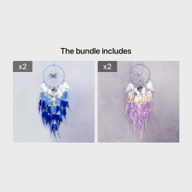 1pc; Fairy Butterfly Dream Catcher Gradient Color Crystal Stone Life Tree Feather Wind Chime Ornament Home Shop Decoration Pendant Finished Produ (Color: Blue*2+Purple*2)