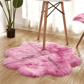 1pc, Soft and Plush Flower Shaped Fur Rug - Faux Sheepskin Area Rug for Bedroom, Sofa (Color: Rose Red, size: 17.72*17.72inch)