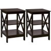 3-Tier X-Design Nightstands with Storage Shelves for Living Room Bedroom