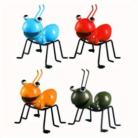 1pc/4pcs, Metal Crafts Creative Ant, Ant Metal Sculpture, Garden Ant Decor, Wall Hanging Decor, Garden Lawn Decor, Indoor Decor (Color: Red+Dark Green+Blue+Yellow)