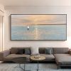 Artist Handpainted Modern Canvas Oil Painting Interior Home Decoration Painting Morning Sea Art Painting Rimless