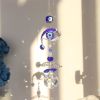 1pc Crystal Sun Catchers; Blue Butterfly Evil Eye Suncatcher Indoor Window With Prism Ball; Sunlight Rainbow Maker Good Luck Hanging Crystals Orn