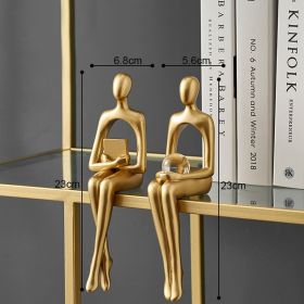 Nordic Abstract Figures Home Decoration Accessories Sculptures Living Room Study Decor Gold Humanoid Resin Embellishment Statues (Color: seat AC, Ships From: China)