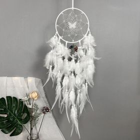 1pc; Fairy Butterfly Dream Catcher Gradient Color Crystal Stone Life Tree Feather Wind Chime Ornament Home Shop Decoration Pendant Finished Produ (Color: White)