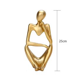 Nordic Abstract Figures Home Decoration Accessories Sculptures Living Room Study Decor Gold Humanoid Resin Embellishment Statues (Color: thinker B, Ships From: China)