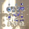 1pc Crystal Sun Catchers; Blue Butterfly Evil Eye Suncatcher Indoor Window With Prism Ball; Sunlight Rainbow Maker Good Luck Hanging Crystals Orn