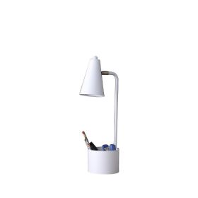 Metal Task Desk Lamp W/Organizer (Color: White, Type: Desk Lamp)