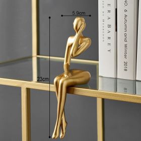 Nordic Abstract Figures Home Decoration Accessories Sculptures Living Room Study Decor Gold Humanoid Resin Embellishment Statues (Color: seat D, Ships From: China)