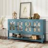 Elegant Retro Console Table/Storage Cabinet/Sideboard with Mirrored Doors,Spacious Shelves,and Durable Acacia Wood Legs - Perfect for Living Room