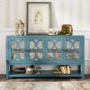 Elegant Retro Console Table/Storage Cabinet/Sideboard with Mirrored Doors,Spacious Shelves,and Durable Acacia Wood Legs - Perfect for Living Room