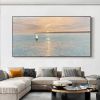 Artist Handpainted Modern Canvas Oil Painting Interior Home Decoration Painting Morning Sea Art Painting Rimless