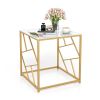 Household Decor Square End Table with Tempered Glass Tabletop