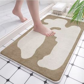 Absorbent Bathroom Bath Mat Quick Drying Coral Fleece Bathroom Rug Non-slip Entrance Doormat Floor Mats Carpet Pad Home Decor (Specification: 50x80cm, Color: coral fleece B)