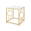 Household Decor Square End Table with Tempered Glass Tabletop