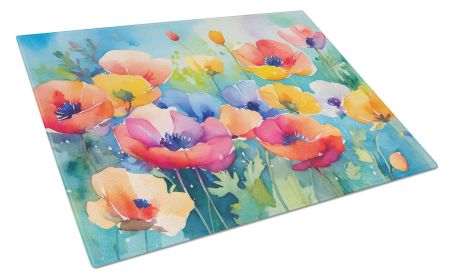 NEW Anemones in Watercolor Glass Cutting Board Decorative Tempered Glass Kitchen Cutting and Serving Board Large Size Chopping Board (Default: Default)