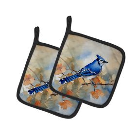 Blue Jay Pair of Pot Holders Kitchen Heat Resistant Pot Holders Sets Oven Hot Pads for Cooking Baking BBQ, 7 1/2 x 7 1/2 (Default: Default)