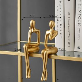 Nordic Abstract Figures Home Decoration Accessories Sculptures Living Room Study Decor Gold Humanoid Resin Embellishment Statues (Color: seat BD, Ships From: China)